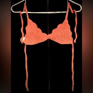 Coral crochet bikini top